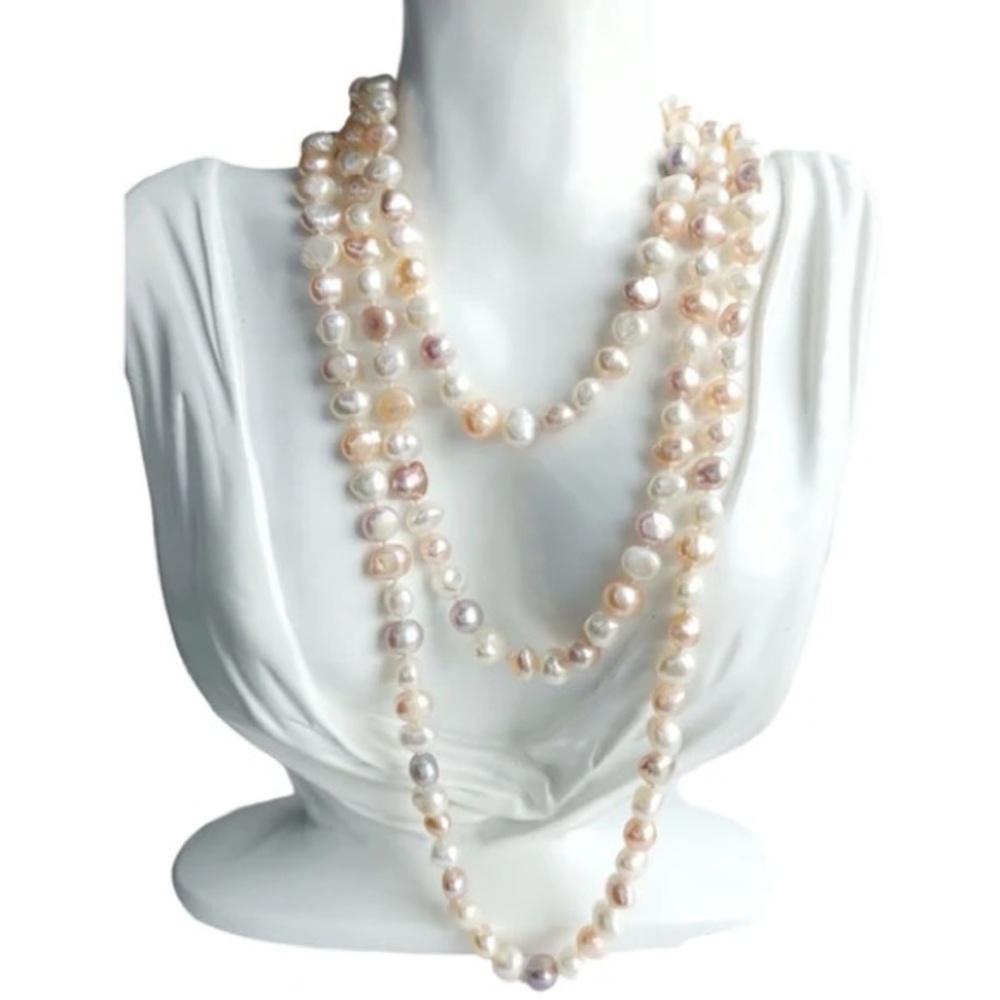 Iris & Lily London Pearl Necklace in Peaches & Cream ~ Baroque Style by 62”L NWT